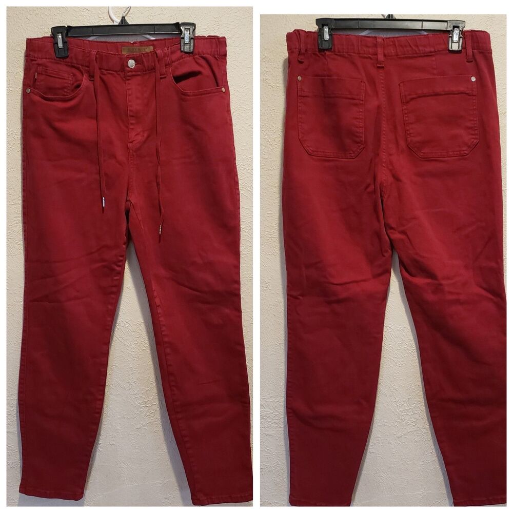 Judy Blue Jeans Womens 13/31 Red Skinny Garment Dyed Scarlett High Rise Tummy